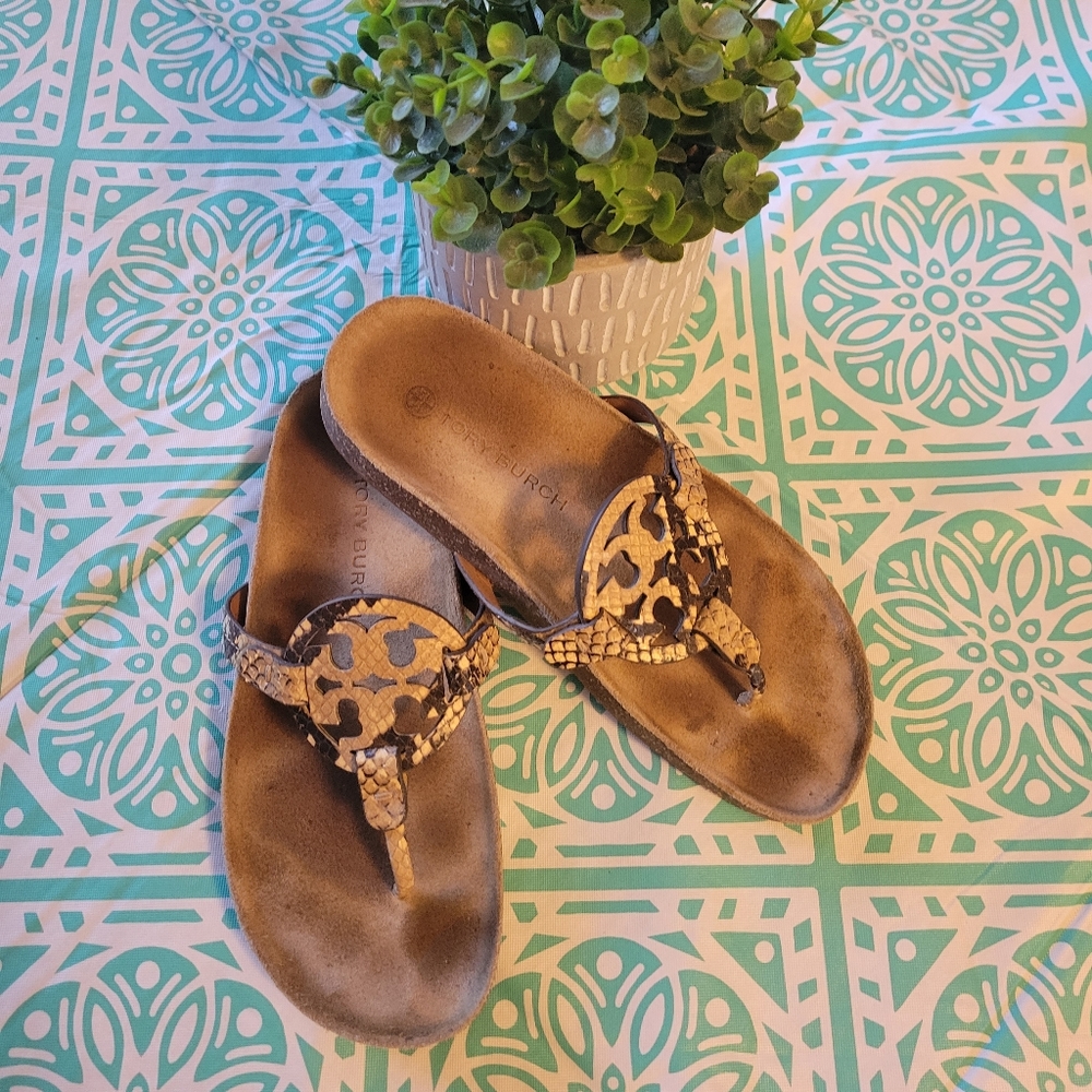 Tory Burch Miller Cloud Sandals in Snakeskin